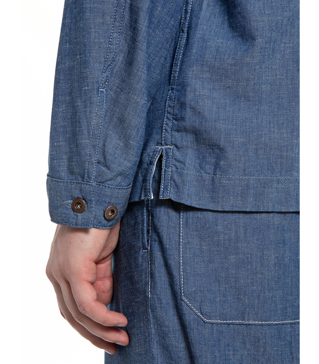 シャンブレーオーバーシャツ（セットアップ） 詳細画像 ブルー 6